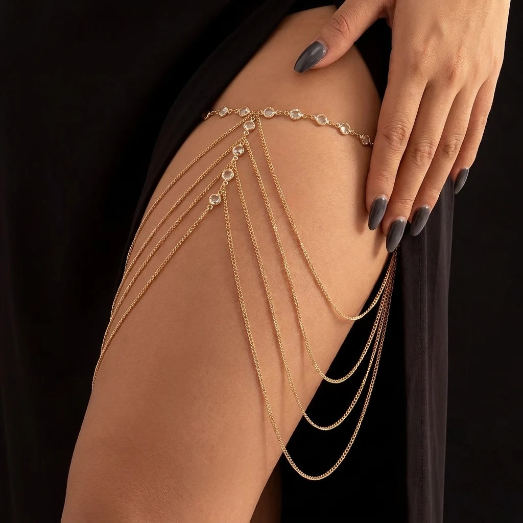 Rhinestone Thigh Chain with Crystal Tassels – view 9