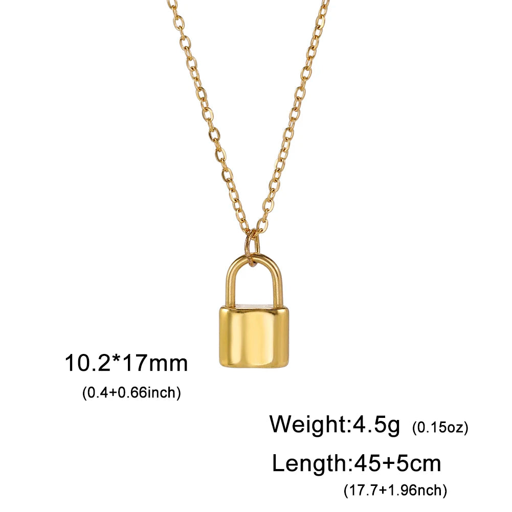 Padlock & Key Layered Choker Necklace – Stainless Steel – view 13