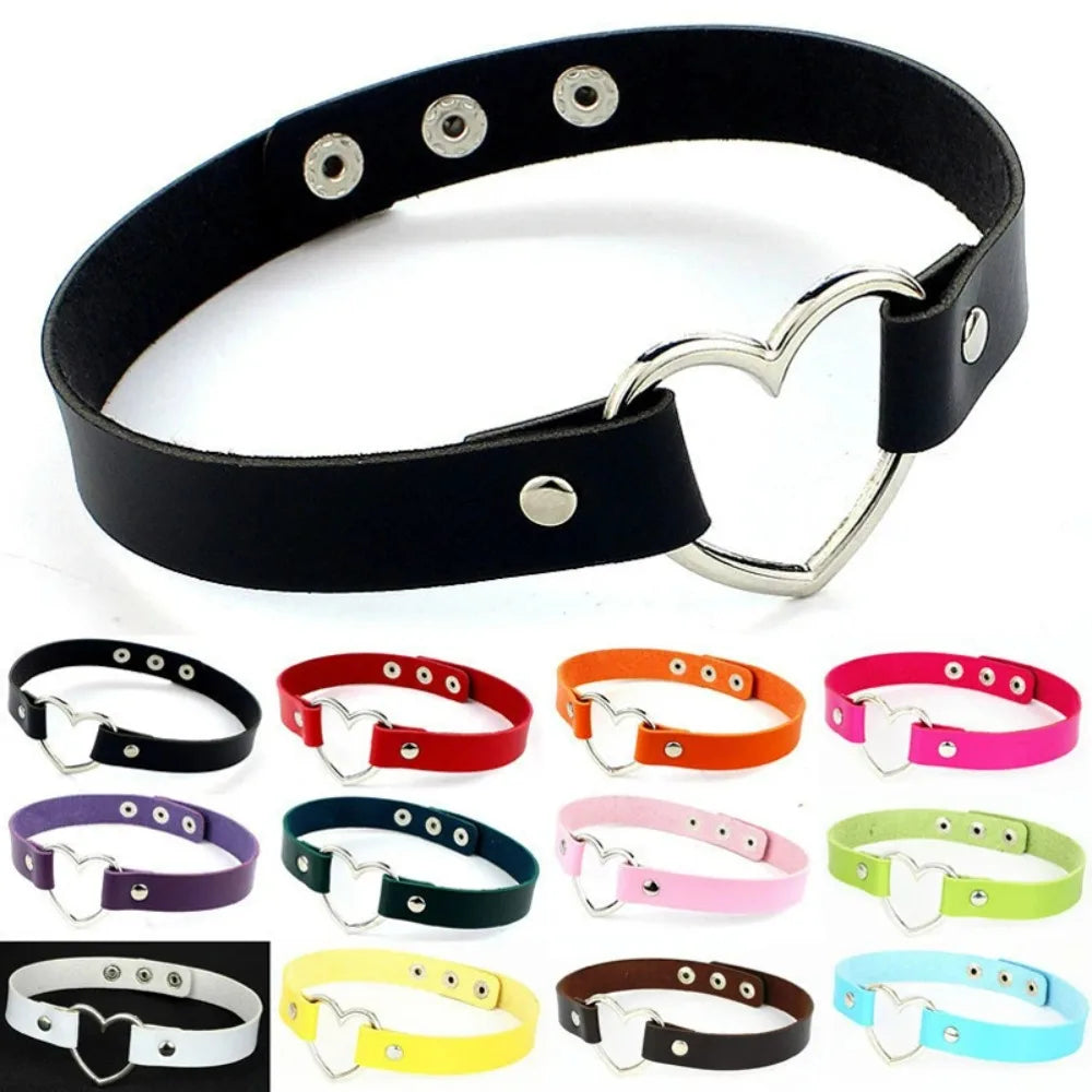 Heart Lock Choker with Key – Faux Leather, 8 Colours – view 2