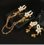 Pearl Petal Nipple Clamps – Gold, with Chain or Bells – view 6