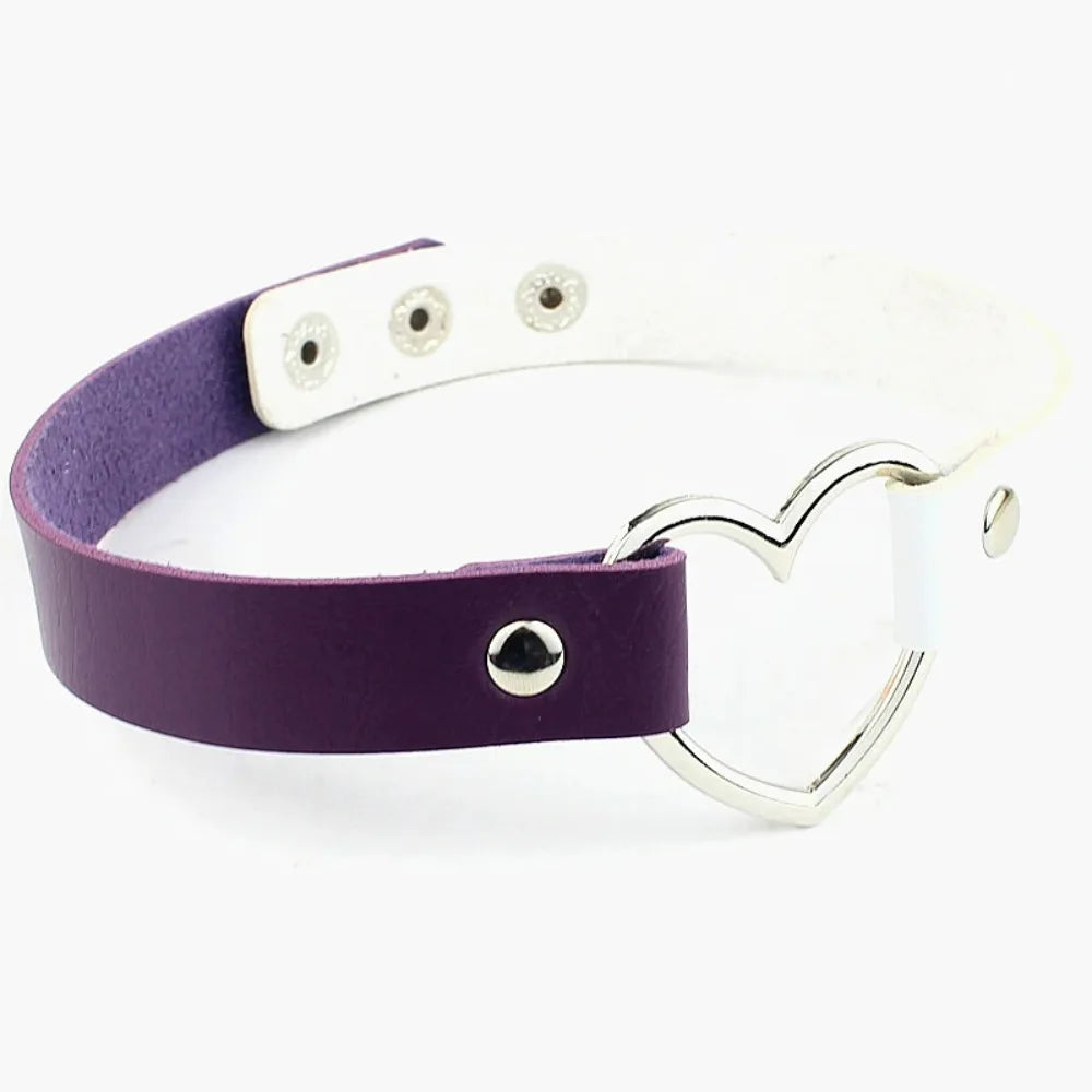 Heart Lock Choker with Key – Faux Leather, 8 Colours – view 10