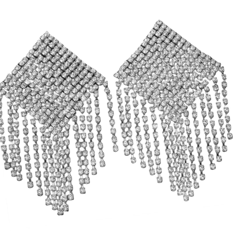 Fringed Rhinestone Pasties – Gold or Silver Tassels – view 9